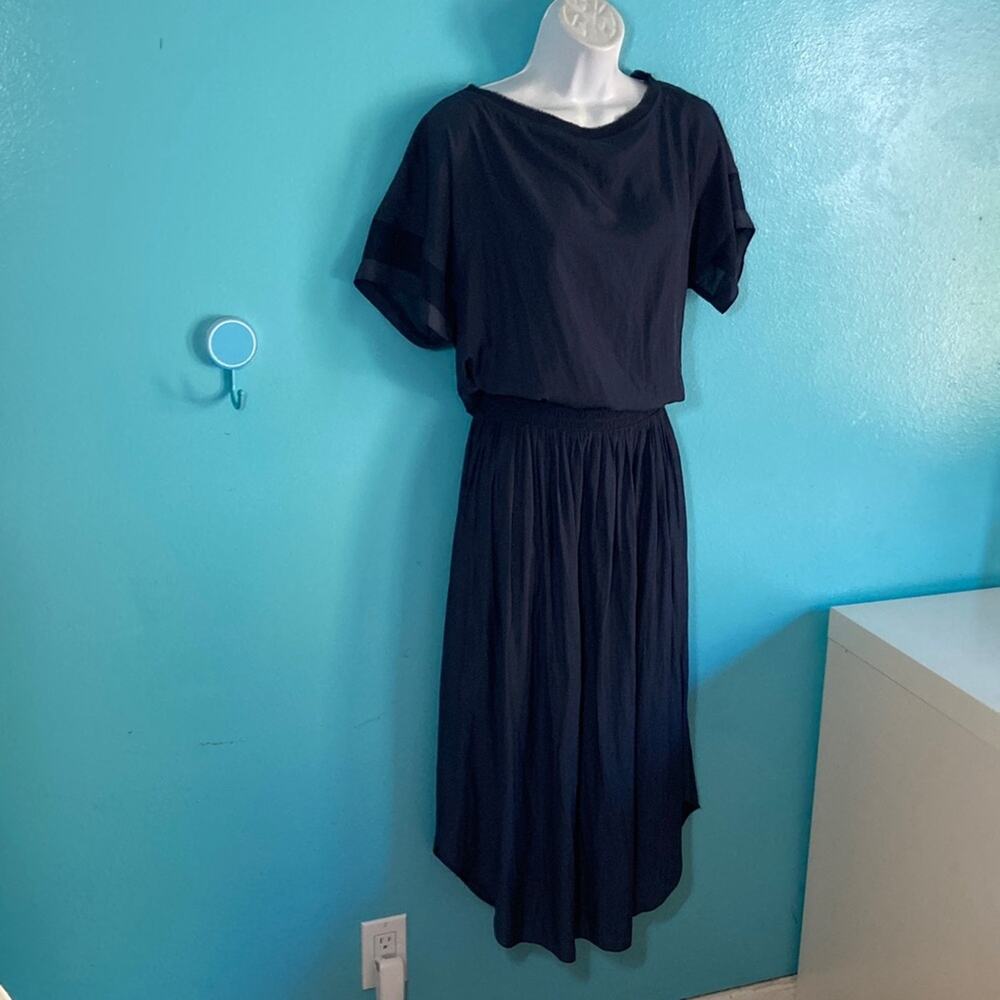 Ramy Brook Womens Size Small Blue Pullover Midi Dress Smocked Waist